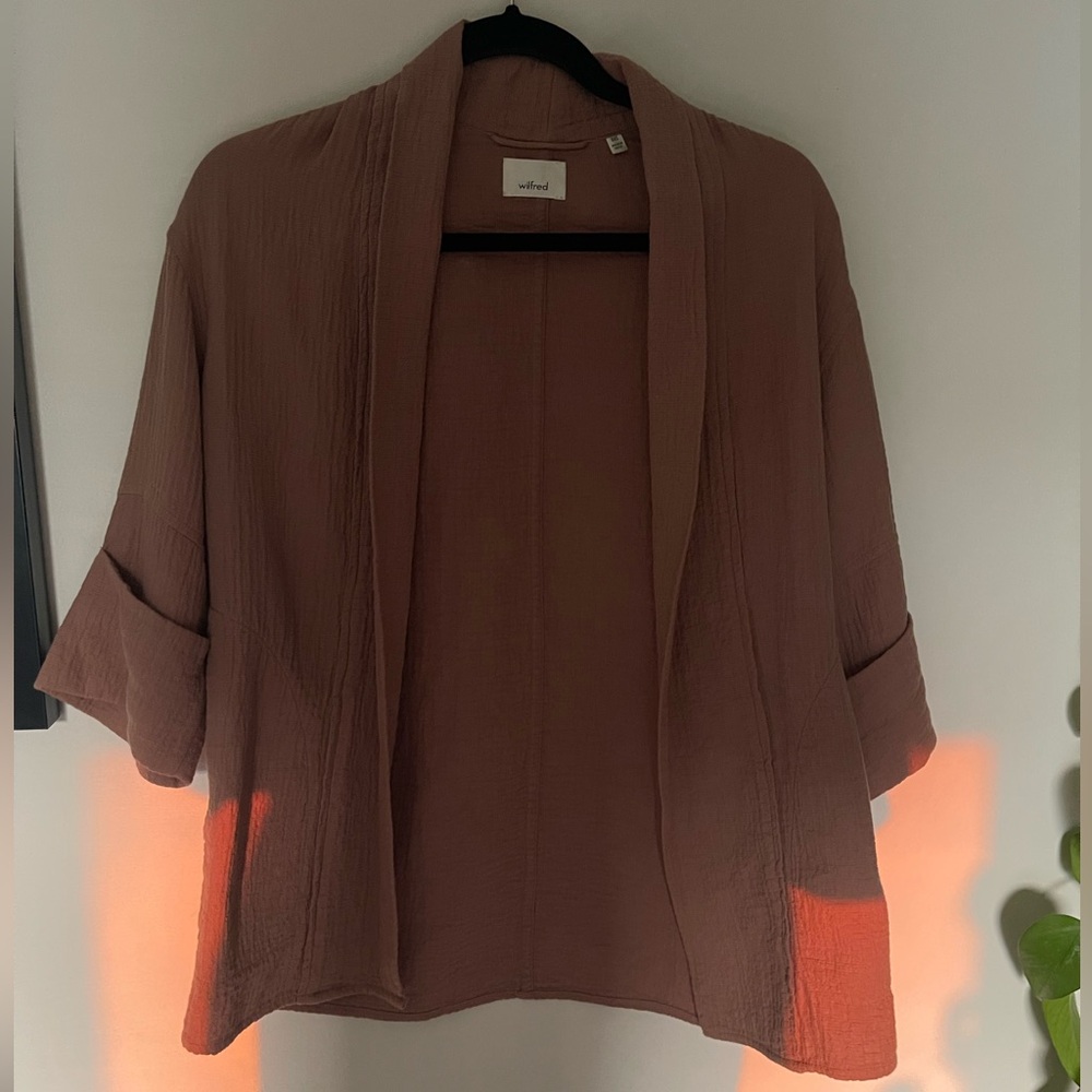Wilfred Tan Open-Front Cardigan